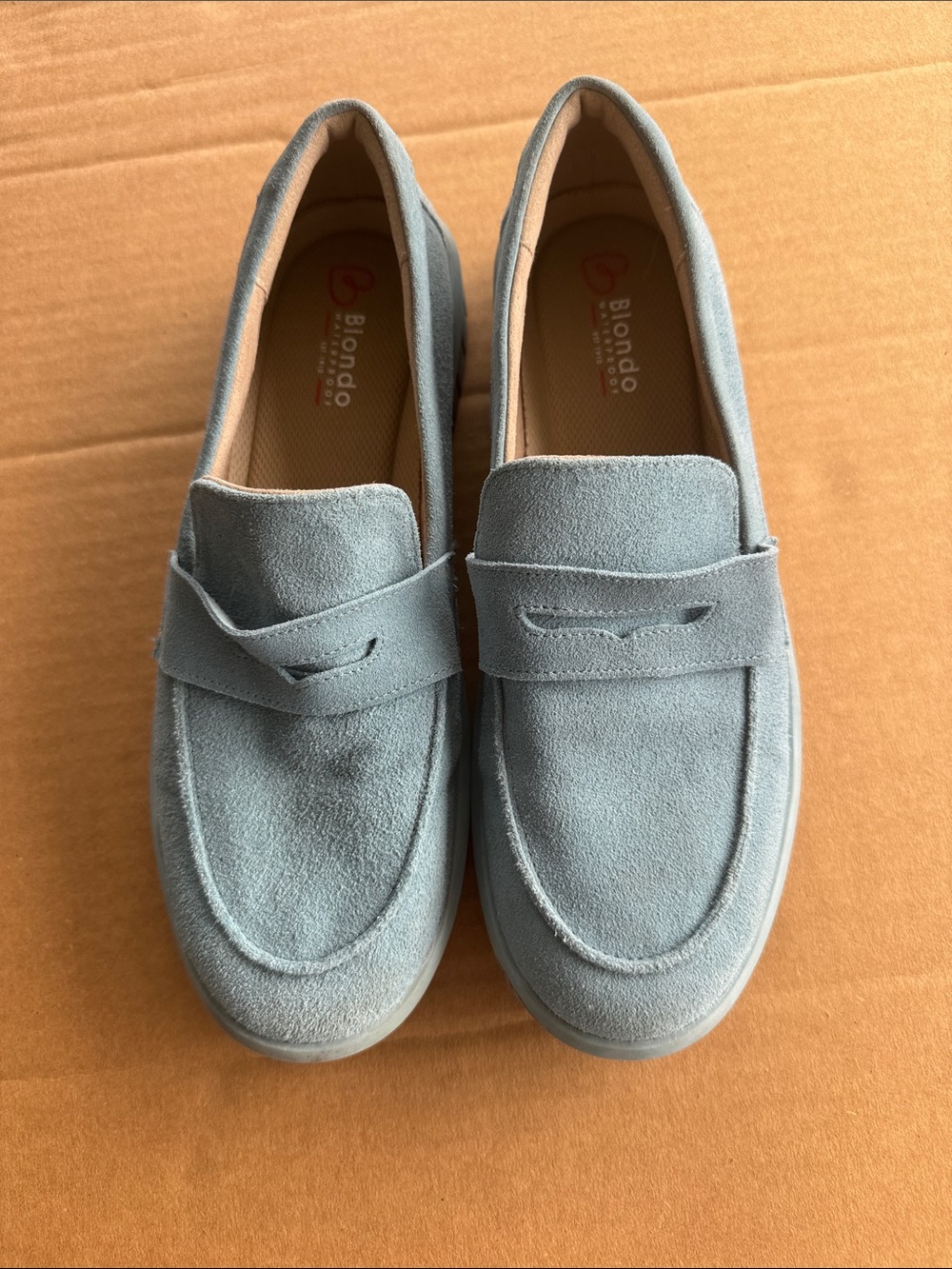 Biando Light Blue Suede Loafers